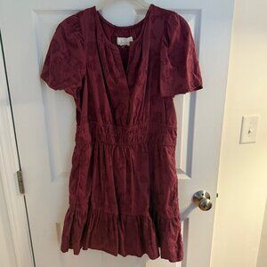 Anthropologie The Somerset Textured Mini Dress in Plum, Size Large